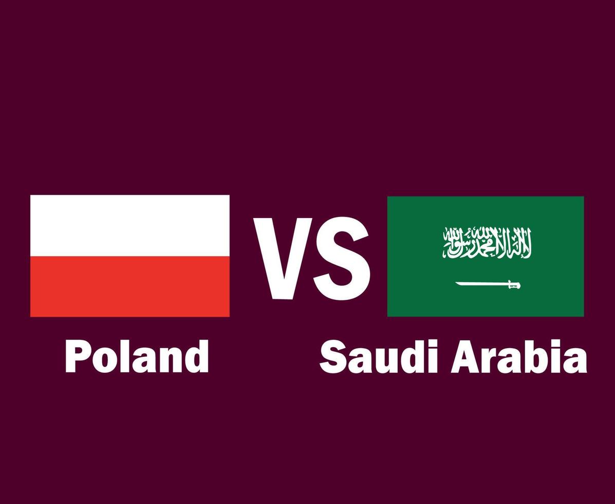 polen och saudi arabien flagga emblem med namn symbol design Europa och Asien fotboll slutlig vektor europeisk och asiatisk länder fotboll lag illustration