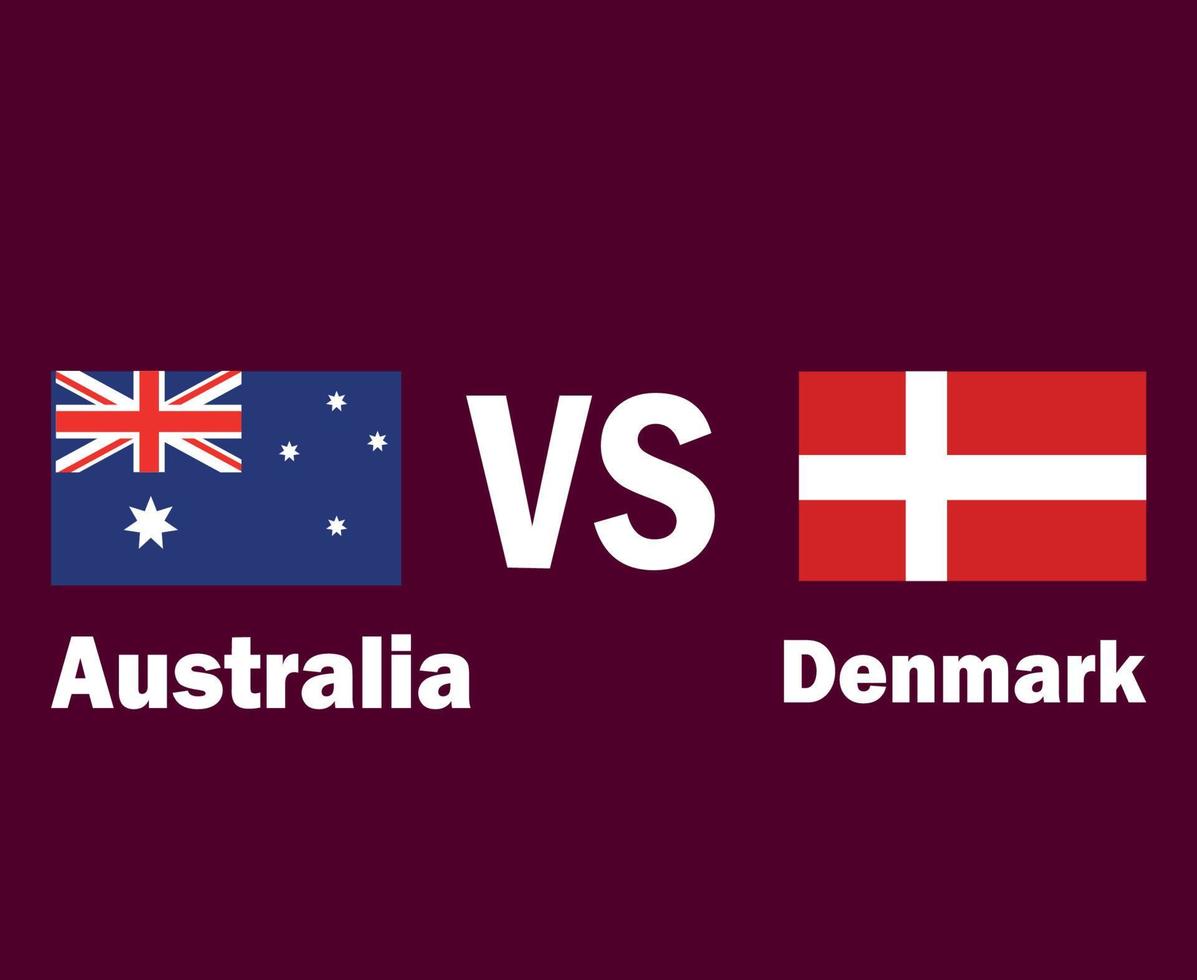 Australien och danemark flagga emblem med namn symbol design Asien och Europa fotboll slutlig vektor asiatisk och europeisk länder fotboll lag illustration