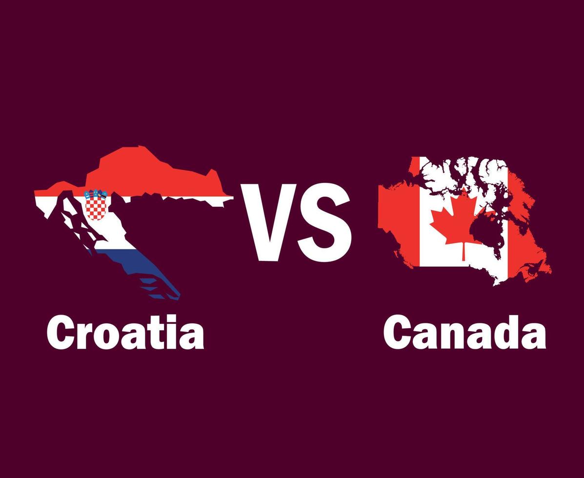 kroatien und kanada karte mit namen symbol design europa und nordamerika fußball finale vektor europäische und nordamerikanische länder fußballmannschaften illustration
