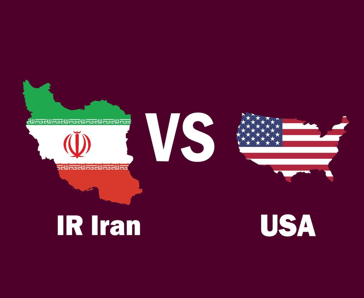 iran och förenad stater Karta flagga med namn symbol design norr Amerika och Asien fotboll slutlig vektor norr amerikan och asiatisk länder fotboll lag illustration