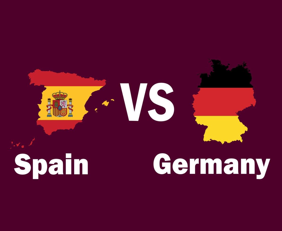 Spanien och Tyskland Karta med namn symbol design Europa fotboll slutlig vektor europa länder fotboll lag illustration