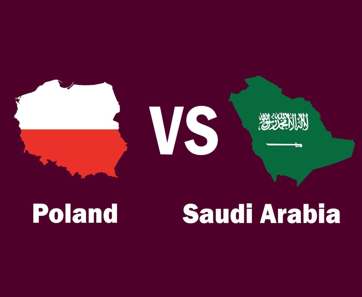 polen und saudi-arabien karte mit namen symbol design europa und asien fußball finale vektor europäische und asiatische länder fußballmannschaften illustration