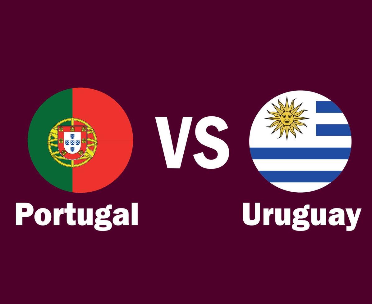 portugal och uruguay flagga med namn symbol design Europa och latin Amerika fotboll slutlig vektor europeisk och norr amerikan länder fotboll lag illustration