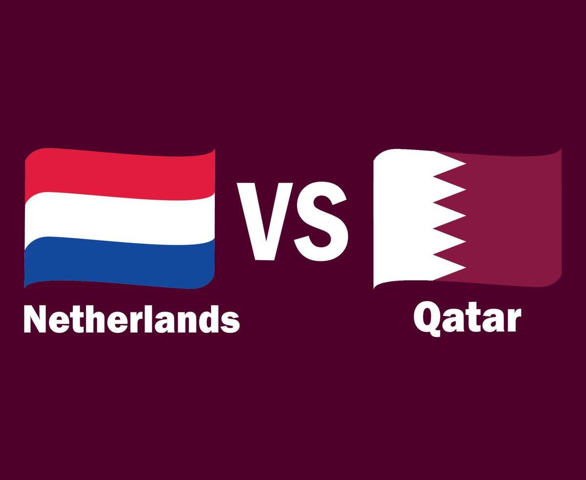 nederländerna och qatar flagga band med namn symbol design Asien och Europa fotboll slutlig vektor asiatisk och europeisk länder fotboll lag illustration