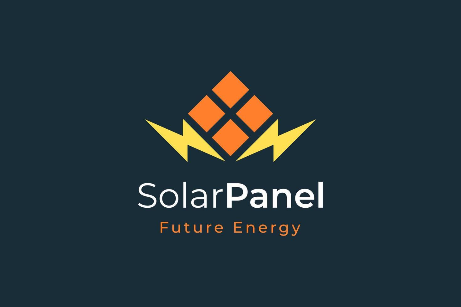 sol- panel energi logotyp med enkel och modern form för elektricitet tillverkning och installation företag vektor