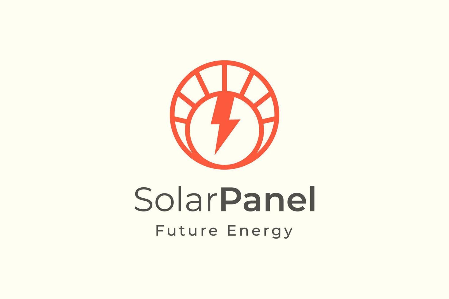 sol- panel energi logotyp med enkel och modern form för elektricitet tillverkning och installation företag vektor