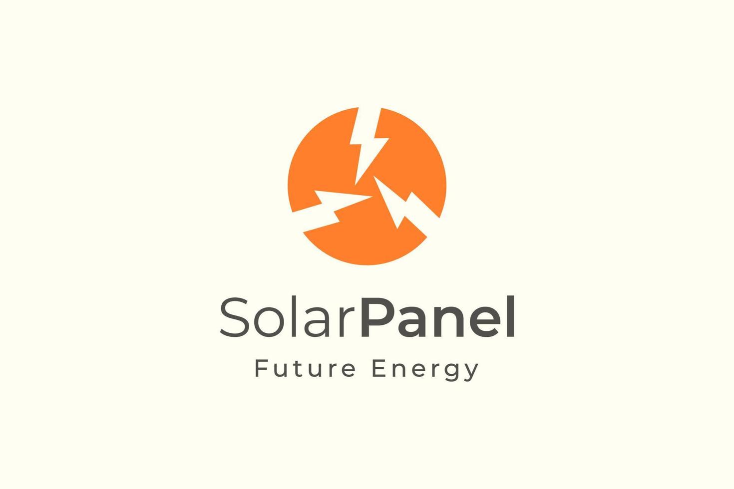 Sonnenkollektor-Energielogo mit einfacher und moderner Form für Stromerzeugungs- und Installationsunternehmen vektor