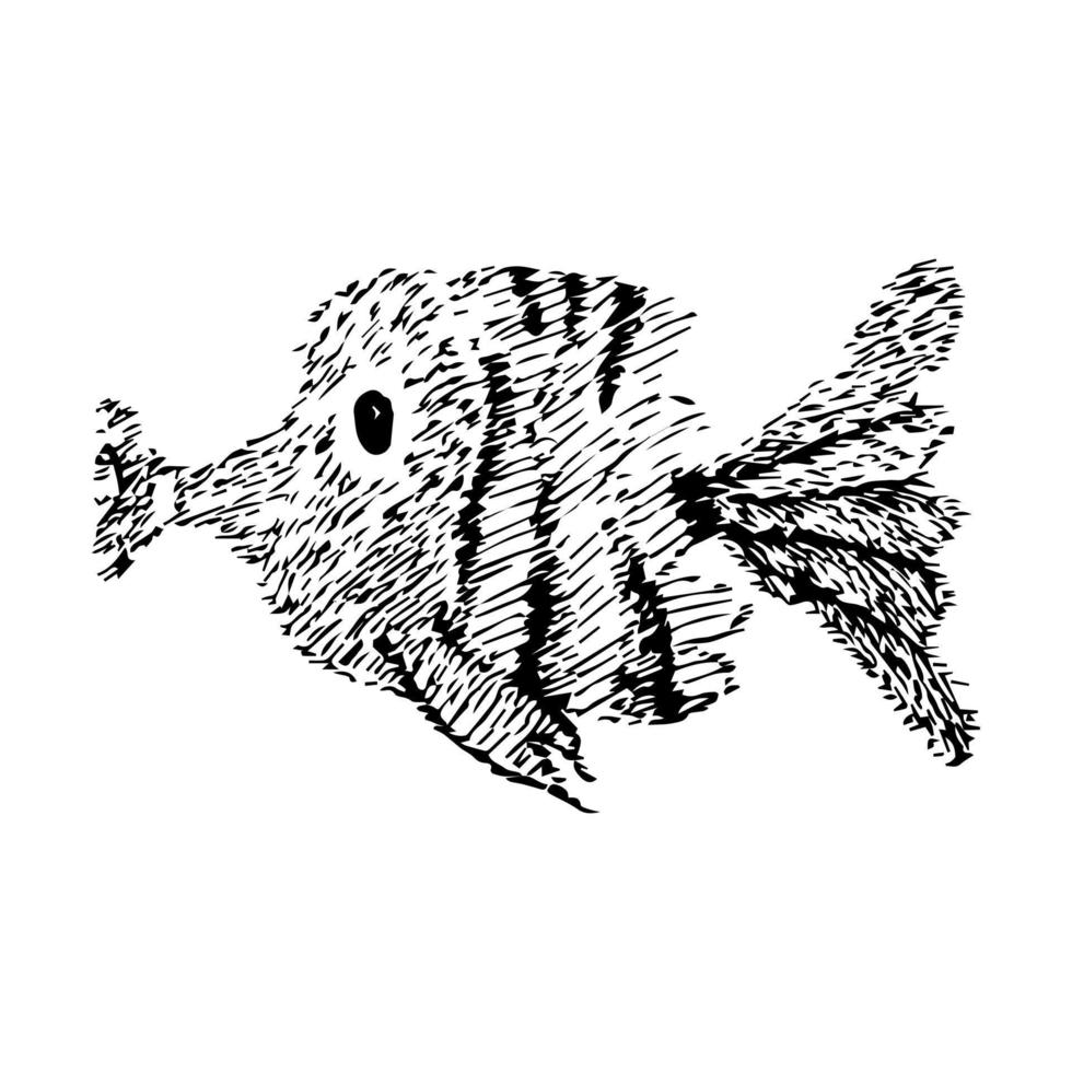 hand dragen vektor illustration av fisk isolerat på vit bakgrund.
