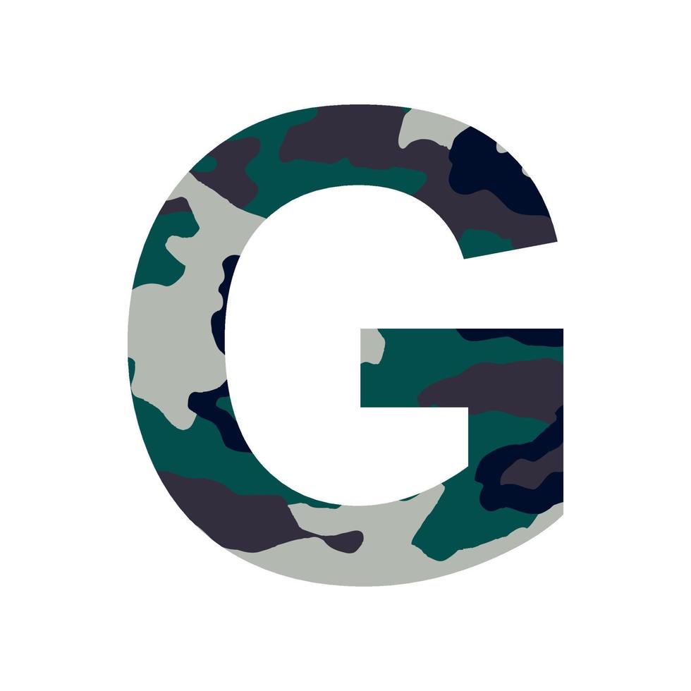 Englisches Alphabet Buchstabe g, Khaki-Stil isoliert auf weißem Hintergrund - Vektor