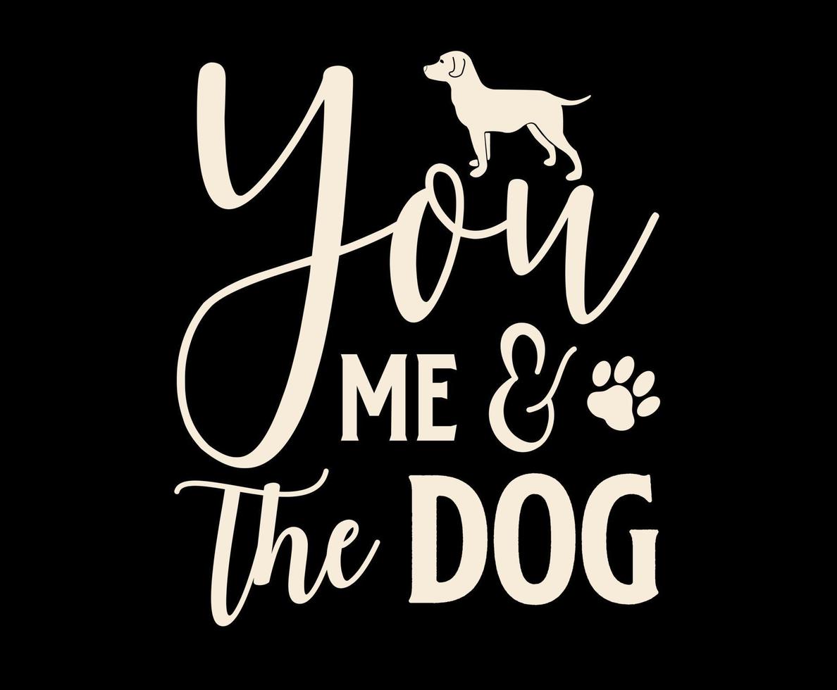 du ich der hund. Hund Zitat Schriftzug Typografie. Illustration mit Silhouetten des Hundes. Vektorhintergrund für Drucke, T-Shirts vektor