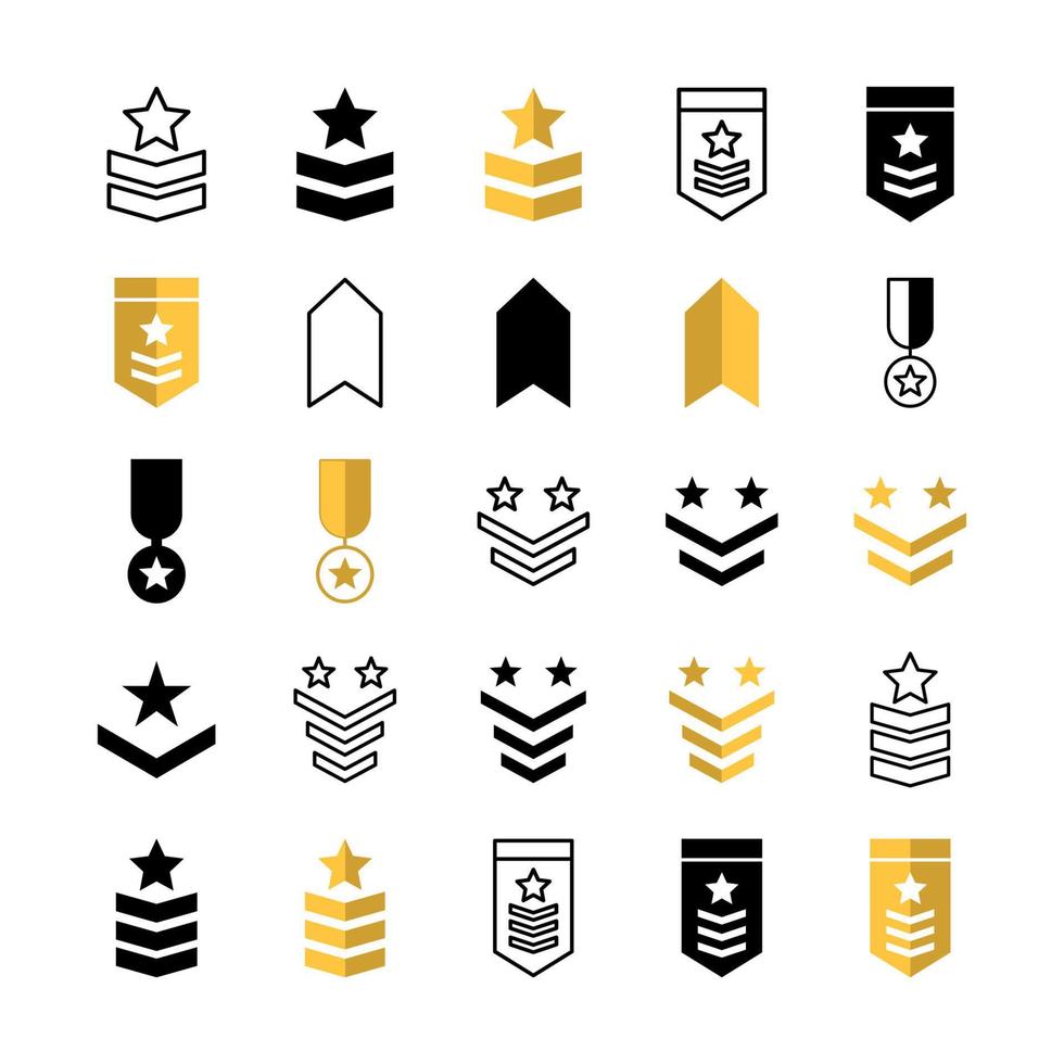 Designvorlagen für militärische Rangsymbolsymbole vektor