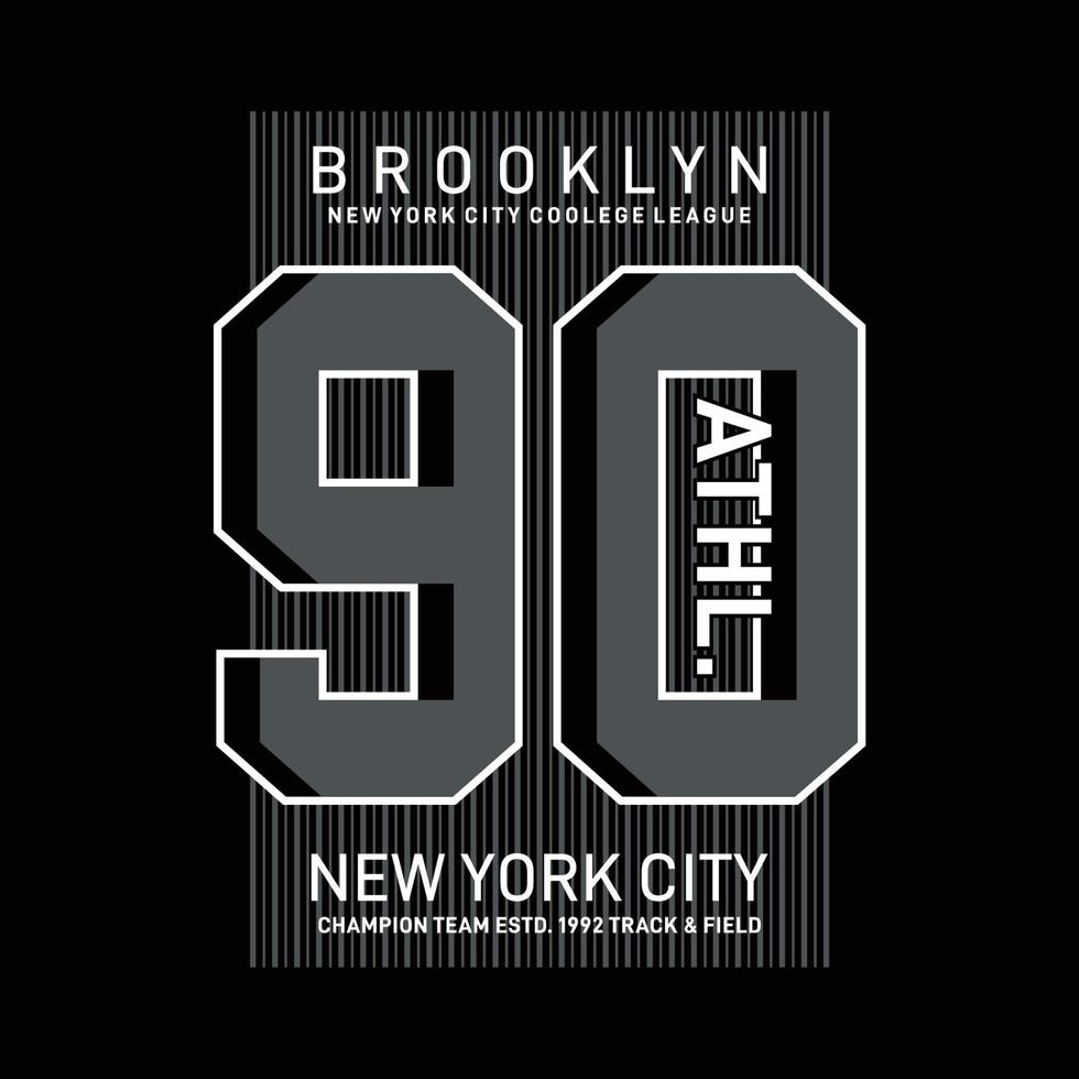 new york brooklyn sportbekleidung typografie-emblem, t-shirt-stempelgrafiken, t-druck, athletisches bekleidungsdesign vektor