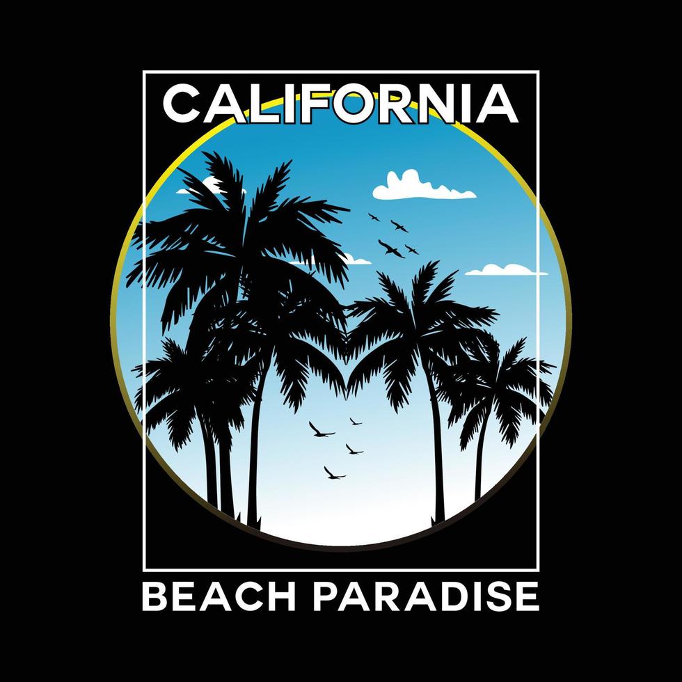 California Beach Paradise grafischer T-Shirt-Druck, Vektorillustration vektor