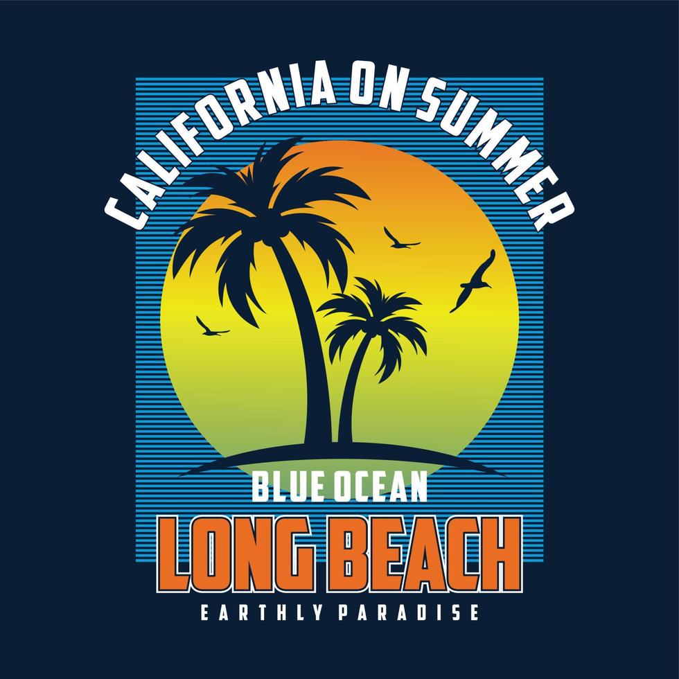 Long Beach Kalifornien Grafikdesign Typografie T-Shirt Vektoren Sommerabenteuer