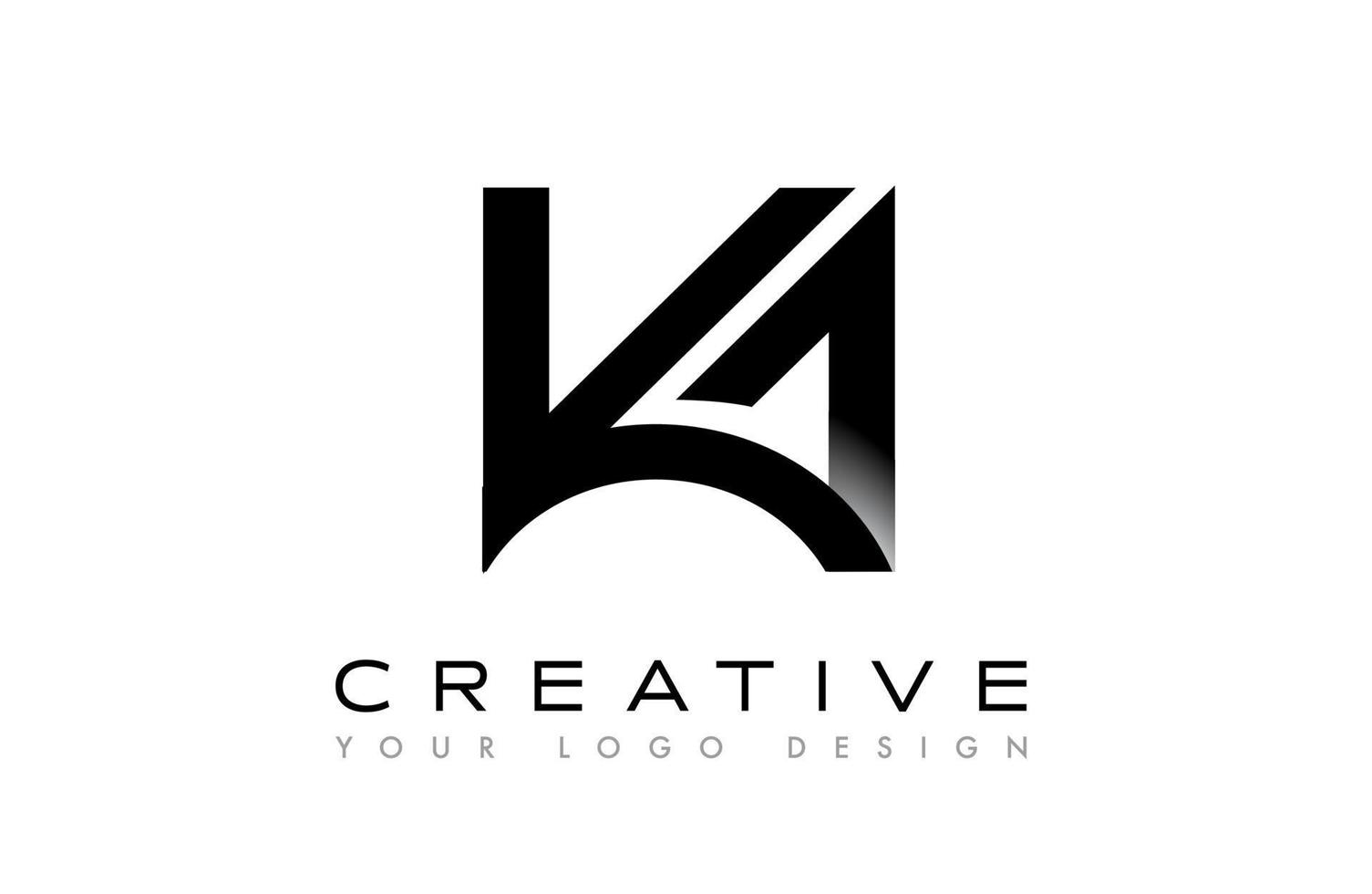 ka ak brev begrepp logotyp. k brev ikon vektor med kreativ form och minimalistisk design i svart och vit