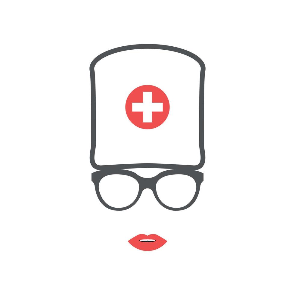 Ikone der Ärztin mit Hut und Brille. vektor
