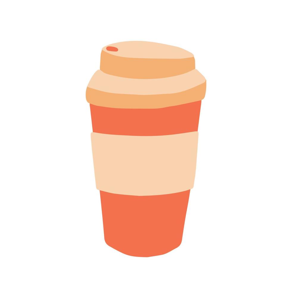 Kaffeebecher-Vektor-Illustration. umweltfreundliche Kaffeetasse. Null-Abfall-Becher-Doodle vektor