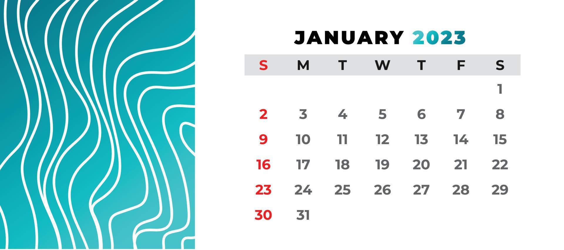 moderne januar 2023 kalenderentwurfsvorlage vektor