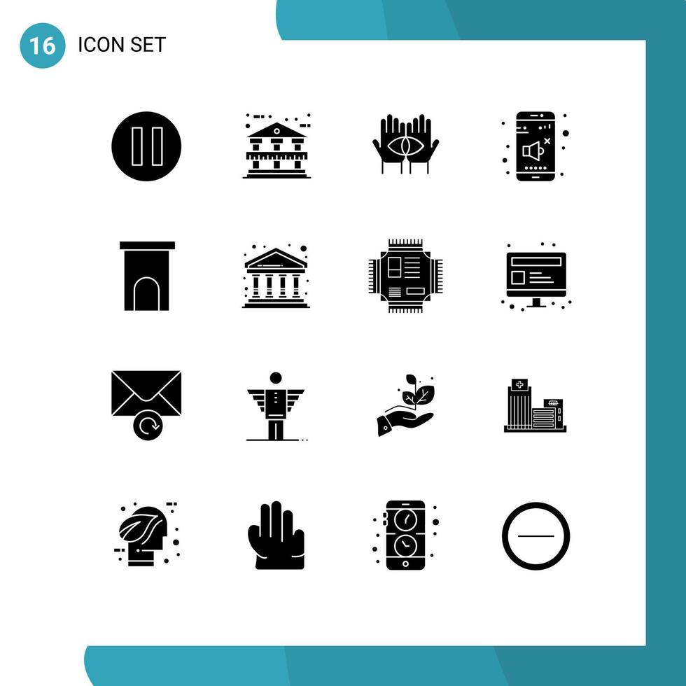 Stock Vector Icon Pack mit 16 Zeilenzeichen und Symbolen für Immobilien Mystery Architecture Volume editierbare Vektordesign-Elemente