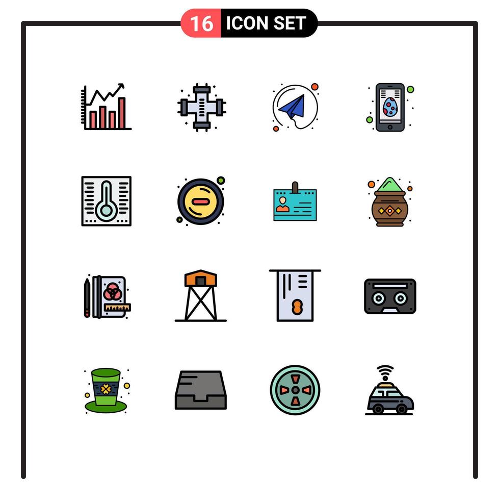 16 användare gränssnitt platt Färg fylld linje packa av modern tecken och symboler av temperatur mobil systemet ägg cell redigerbar kreativ vektor design element