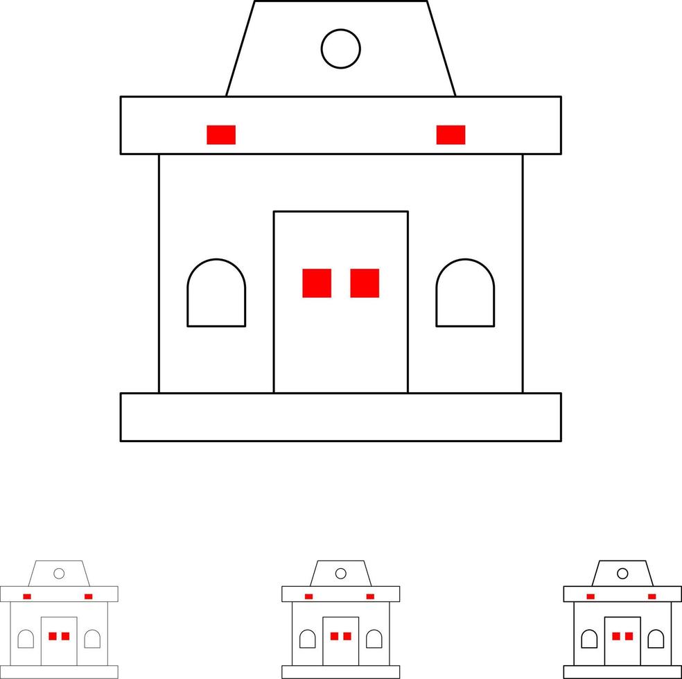 Gebäude Büro Ticket Urban Bold und Thin Black Line Icon Set vektor