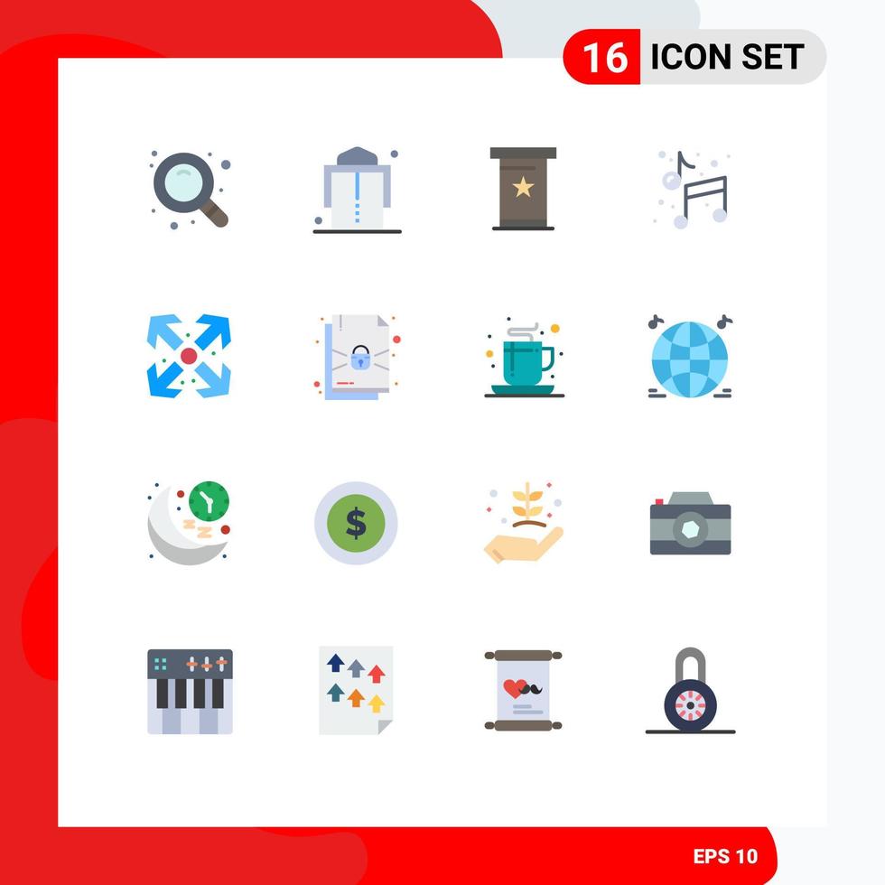 16 universelle Flachfarben-Sets für Web- und mobile Anwendungen Dokument vergrößern Podest Pfeile Kunst editierbares Paket kreativer Vektordesign-Elemente vektor