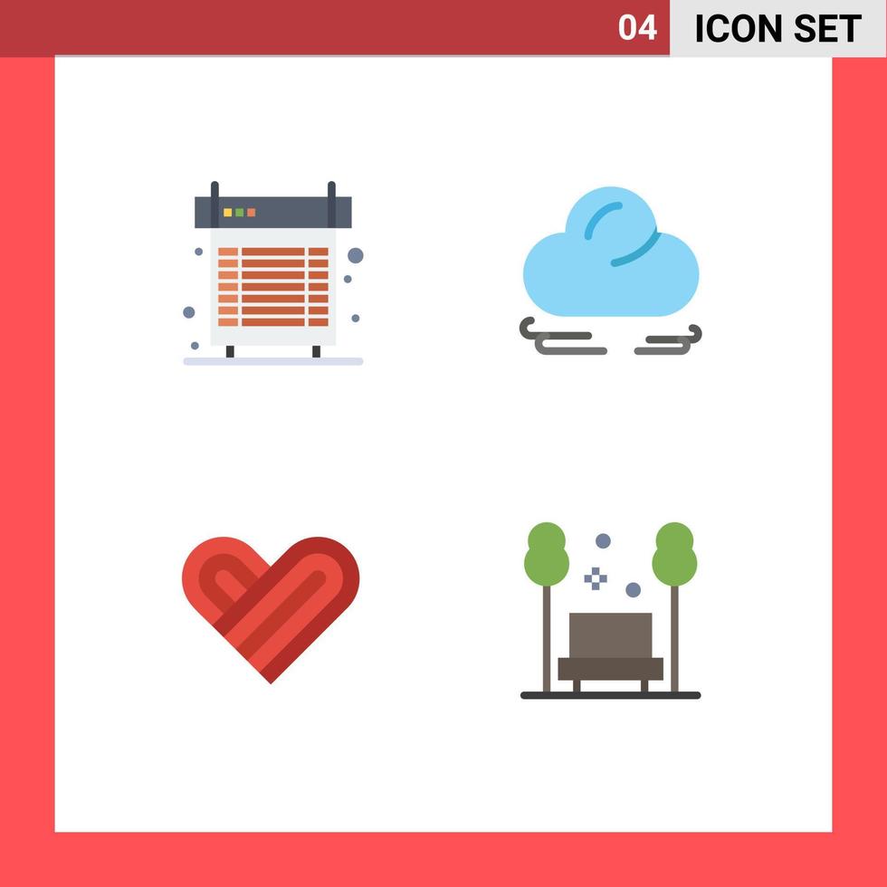packa av 4 modern platt ikoner tecken och symboler för webb skriva ut media sådan som dator kärlek värme moln stol redigerbar vektor design element