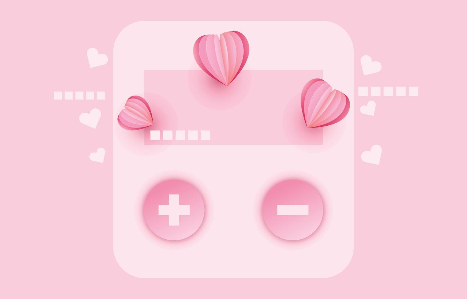 Social-Media-Fotorahmen, mit 3D-Herz-Liebesknopf und Senden von Nachrichten für Paare, Konzept-Chat zum Valentinstag, Vektorillustration vektor