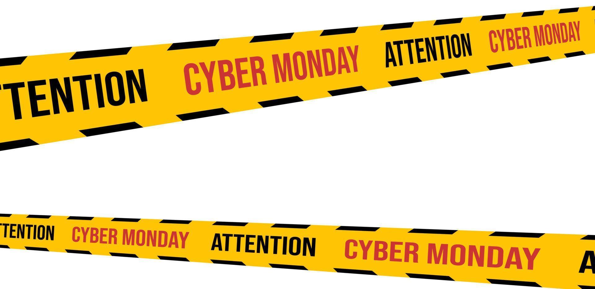 Cyber Monday Big Sale Stripes Set. warnbänder für bewusstseinszonenschild, marketingwerbung, rabattbereich, dekorationselement für banner, plakate. vektorabbildung vektor