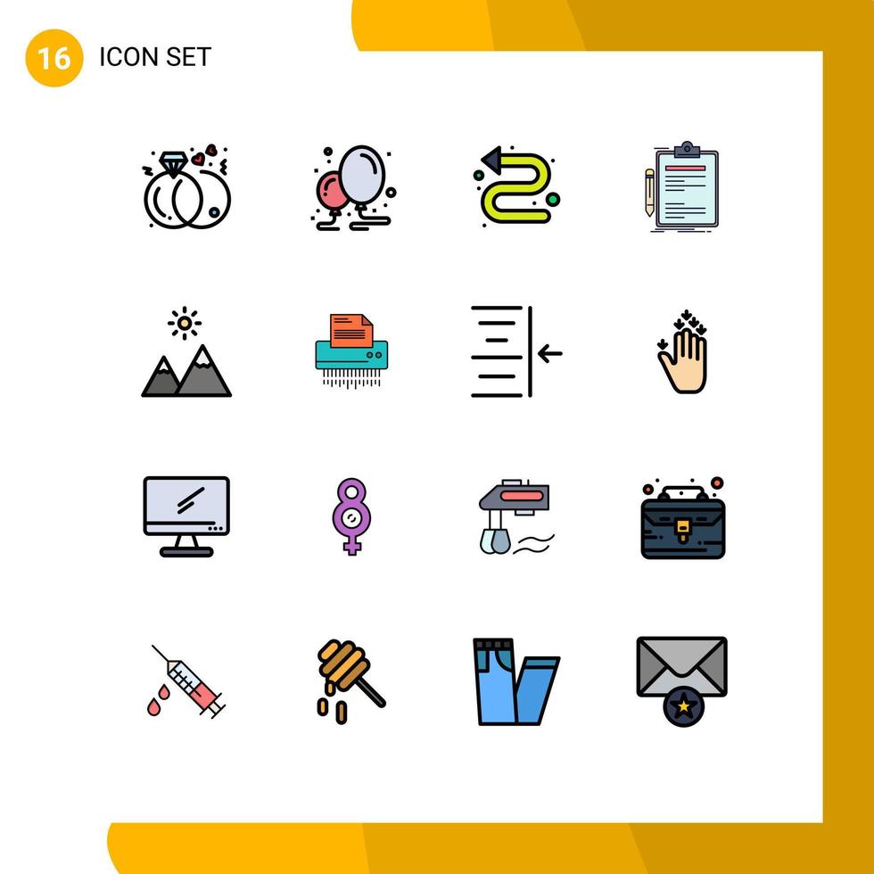 modern uppsättning av 16 platt Färg fylld rader pictograph av extrem Gjort pilar företag kontrakt redigerbar kreativ vektor design element
