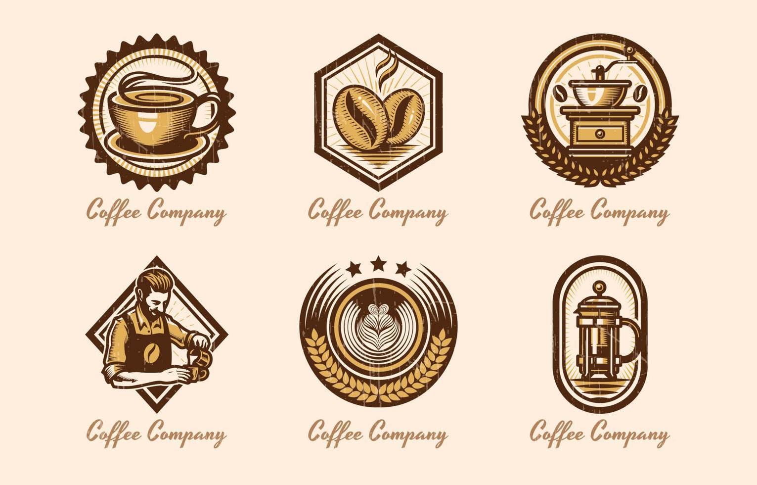 årgång kaffe logotyp uppsättning vektor