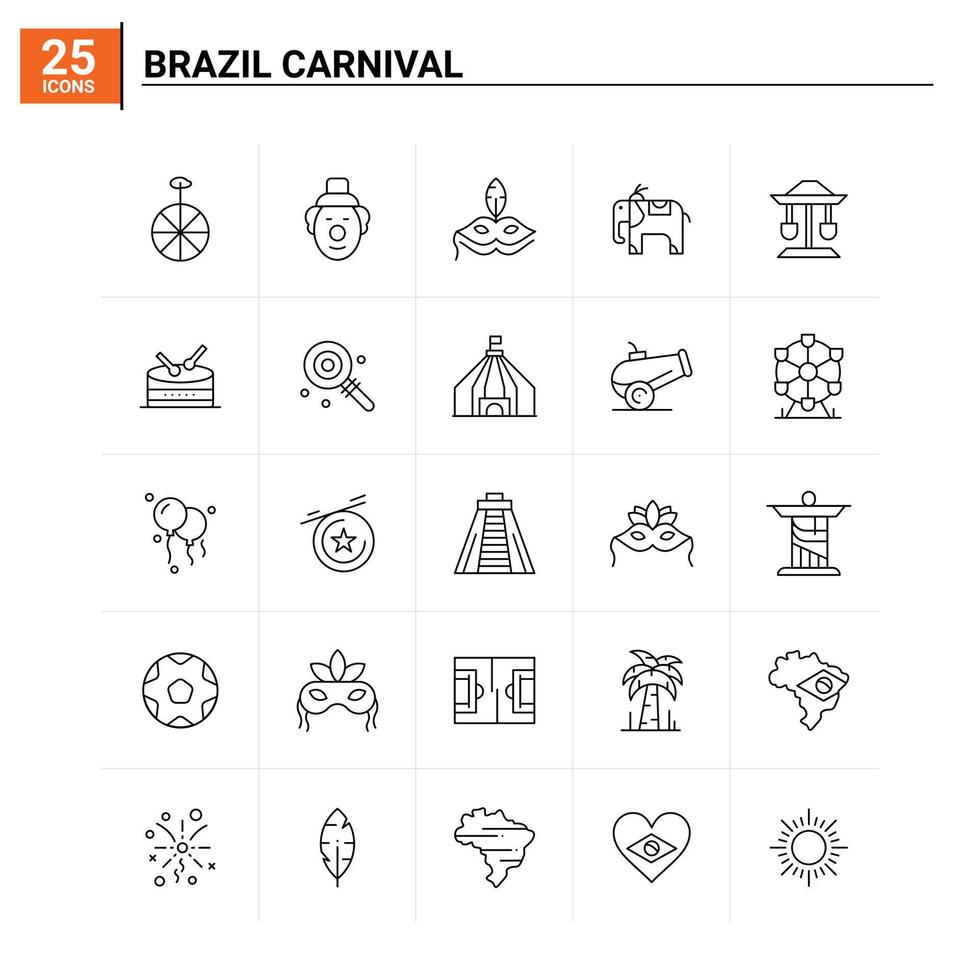 25 brasilien karneval symbolsatz. Vektor-Hintergrund vektor