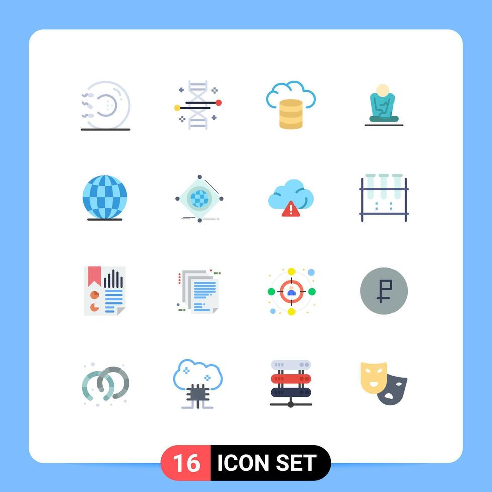 piktogram uppsättning av 16 enkel platt färger av global Träning genetisk modifiering meditation värd redigerbar packa av kreativ vektor design element