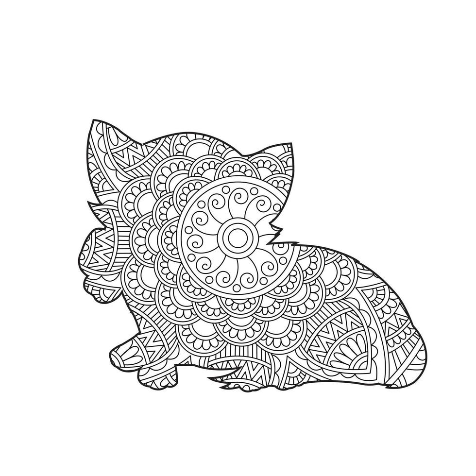 Katzen-Mandala-Malseite für Erwachsene Blumen-Tier-Malbuch isoliert auf weißem Hintergrund Anti-Stress-Malseite Vektor-Illustration vektor