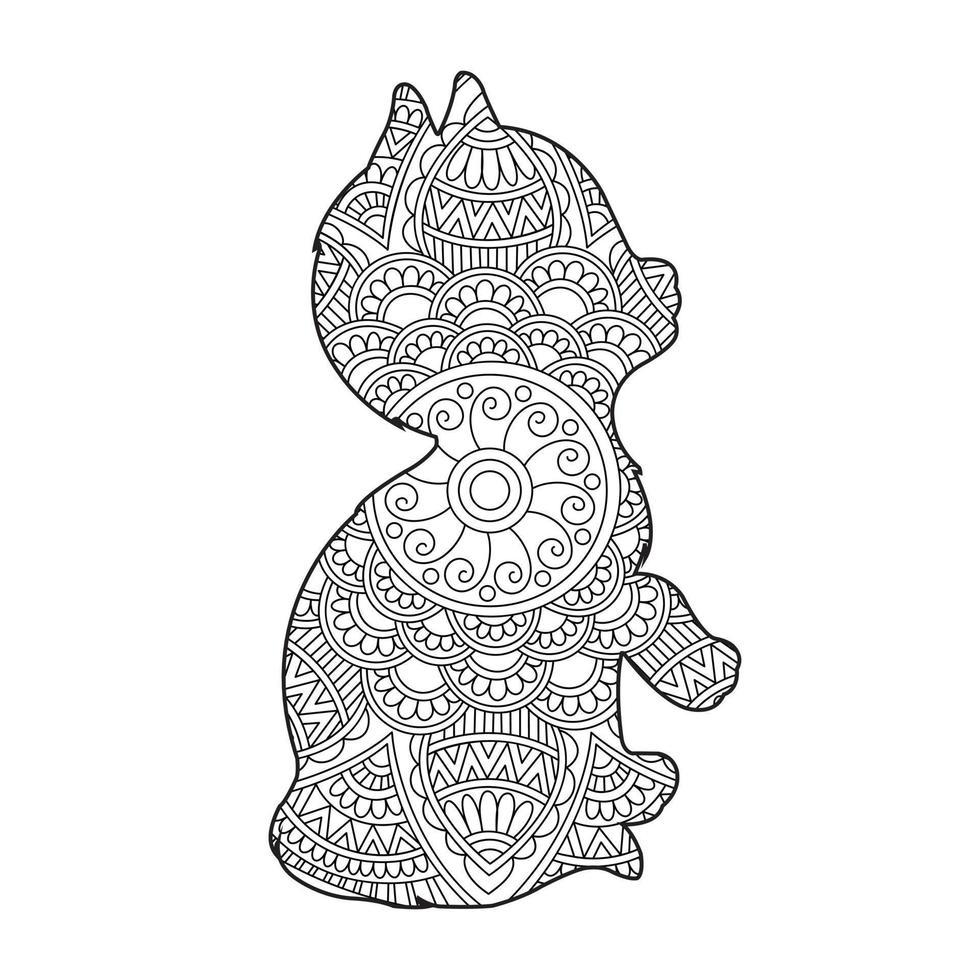 Katzen-Mandala-Malseite für Erwachsene Blumen-Tier-Malbuch isoliert auf weißem Hintergrund Anti-Stress-Malseite Vektor-Illustration vektor