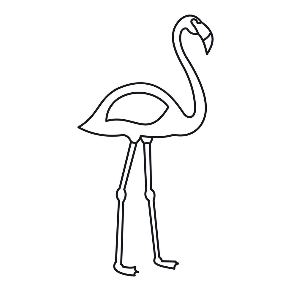 Flamingo-Vogel-Symbol, Umrissstil vektor