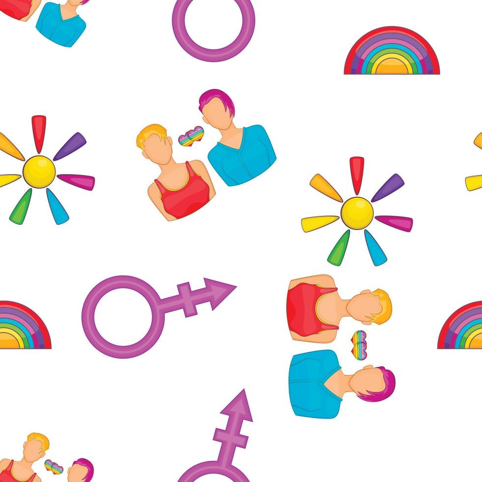 Gay kvinna par symbol mönster, tecknad serie stil vektor