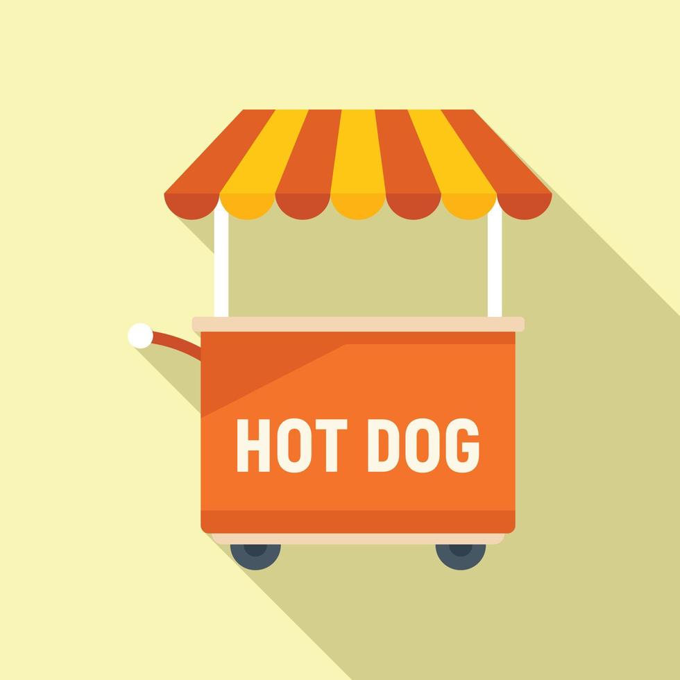 Hot-Dog-Essen-Symbol flacher Vektor. Wagen stehen vektor