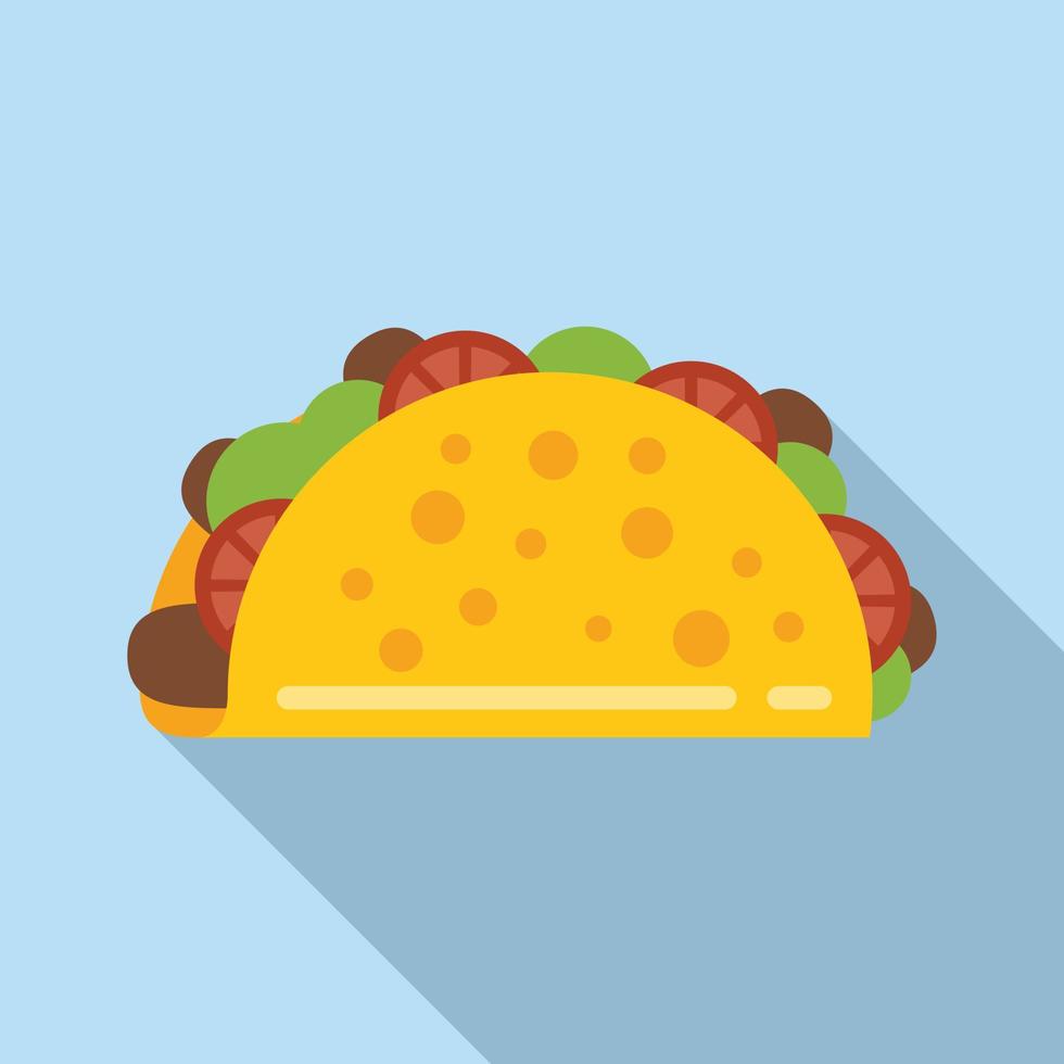Flacher Vektor der mexikanischen Taco-Ikone. Tortilla-Essen