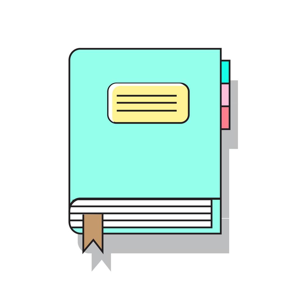 ett pastell Färg bok med en brun bokmärke. anteckningsbok med färgrik delare flikar, vektor mockup. tråd bunden vit tom dagbok med bokmärke