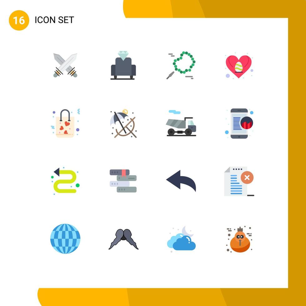 16 platt Färg begrepp för webbplatser mobil och appar handla gåva be väska hjärta redigerbar packa av kreativ vektor design element
