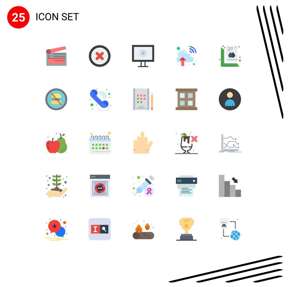 25 universelle flache Farben für Web- und mobile Anwendungen Drucklineal Anzeige messen Cloud-Netzwerk editierbare Vektordesign-Elemente vektor