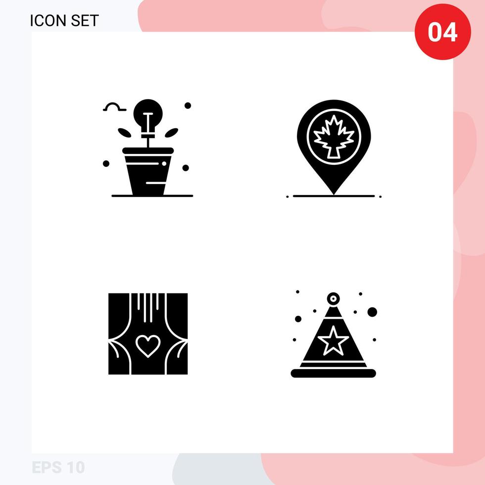 Packung mit kreativen soliden Glyphen von Brainstorming-Fensterlicht-Location-Vorhängen editierbare Vektordesign-Elemente vektor