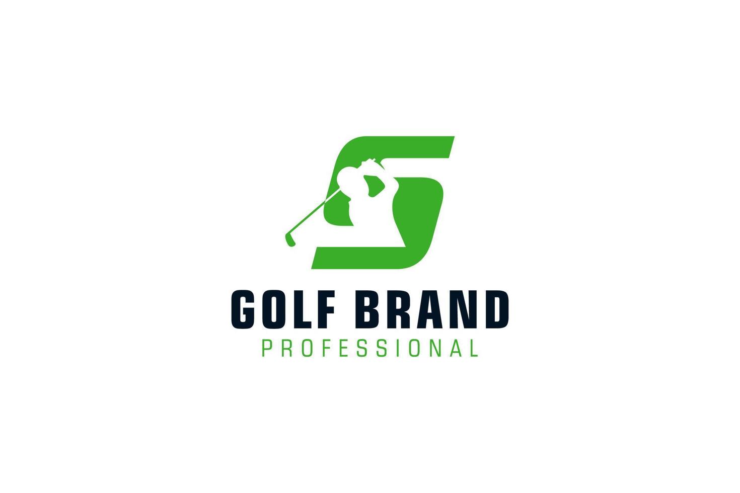 Buchstabe s für Golf-Logo-Design-Vektorvorlage, Vektoretikett des Golfsports, Logo der Golfmeisterschaft, Illustration, kreative Ikone, Designkonzept vektor