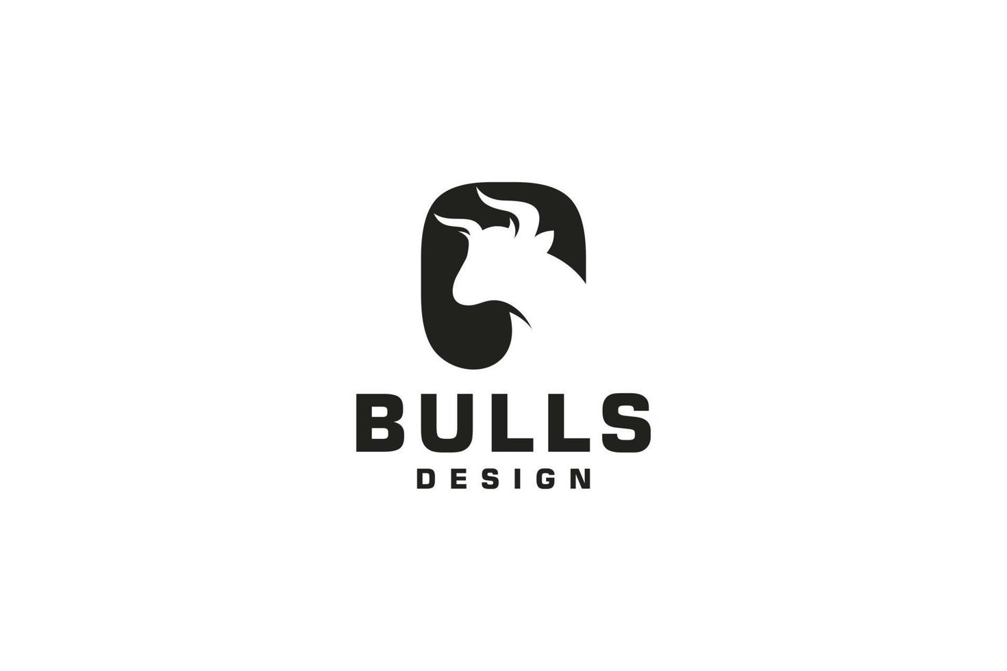 buchstabe o logo, stierlogo, kopfbullenlogo, monogrammlogo-designschablonenelement vektor