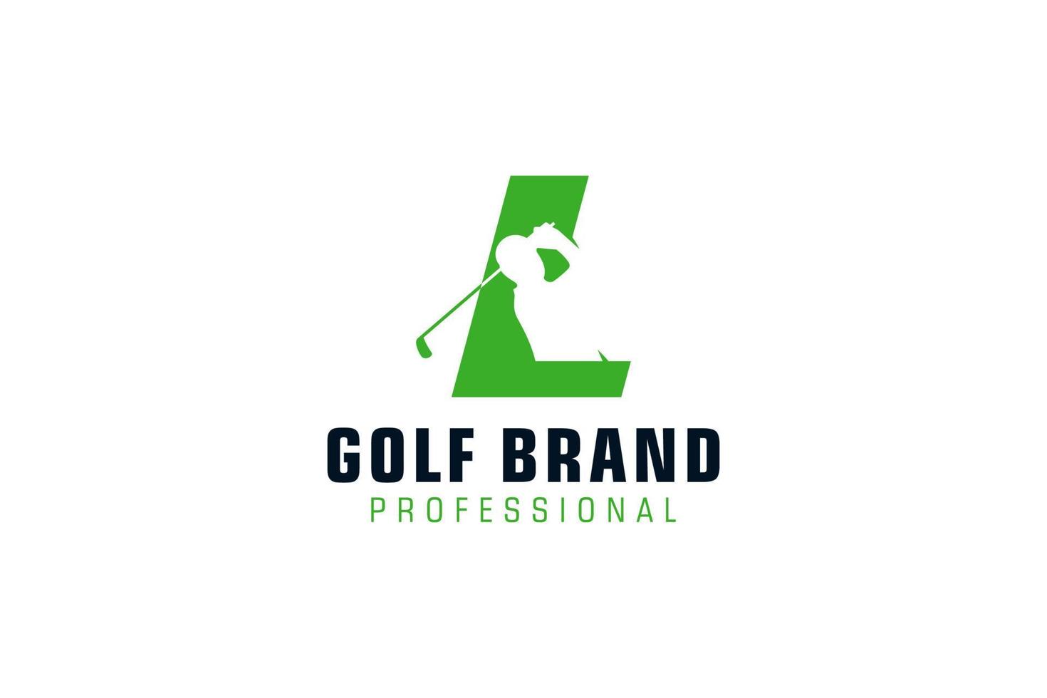 Buchstabe l für Golf-Logo-Design-Vektorvorlage, Vektoretikett des Golfsports, Logo der Golfmeisterschaft, Illustration, kreative Ikone, Designkonzept vektor