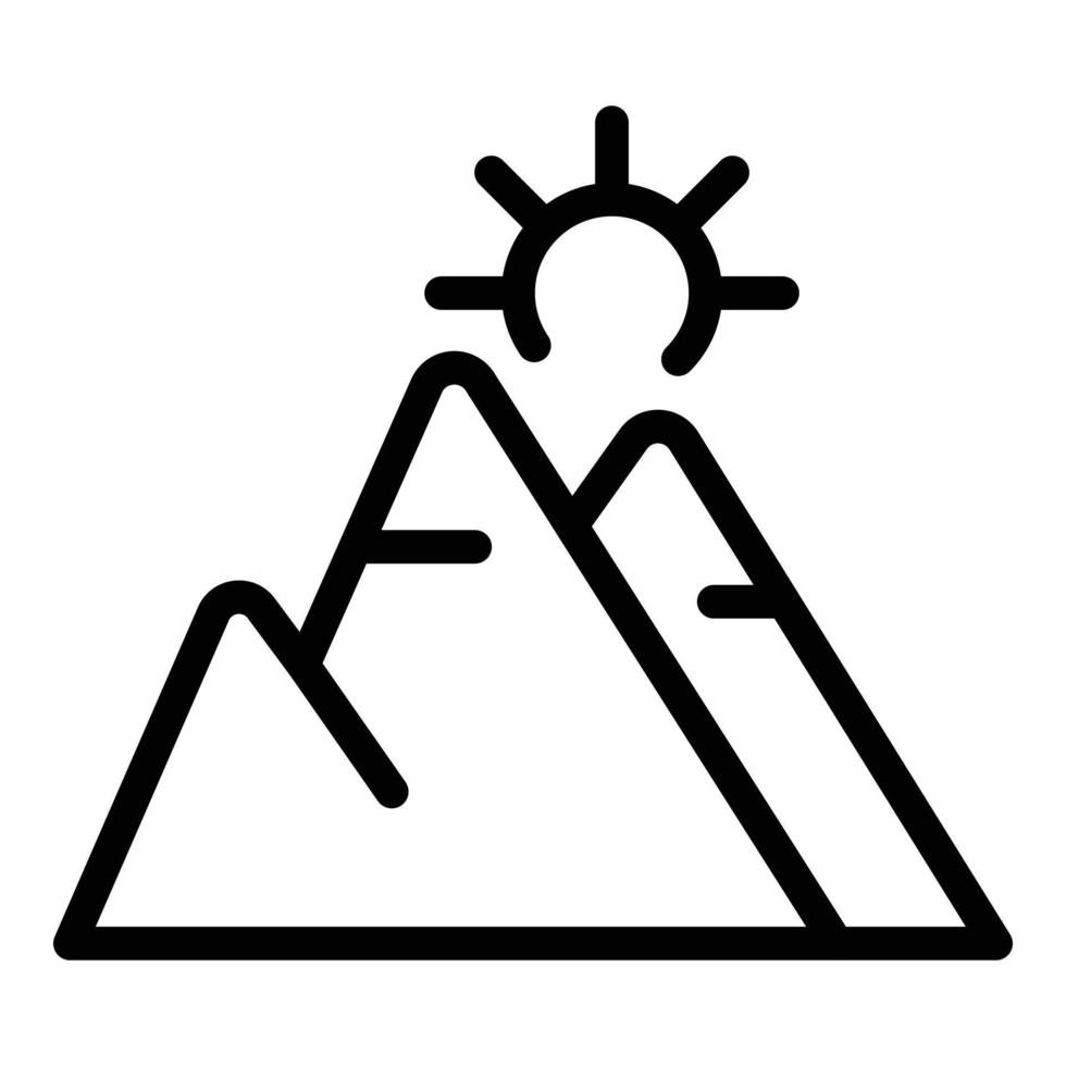 Berg Sonnenaufgang Symbol Umriss Vektor. Zelt Natur vektor