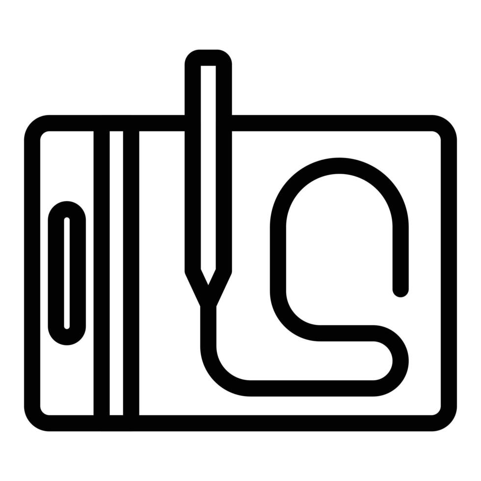 Tablet-Symbol-Umrissvektor zeichnen. digitaler Stift vektor