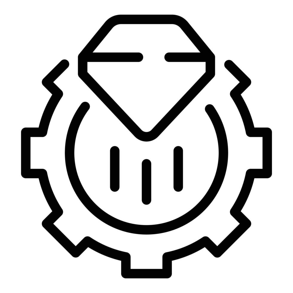 Diamant-Zahnrad-Symbol Umrissvektor. Geschäftsteam vektor