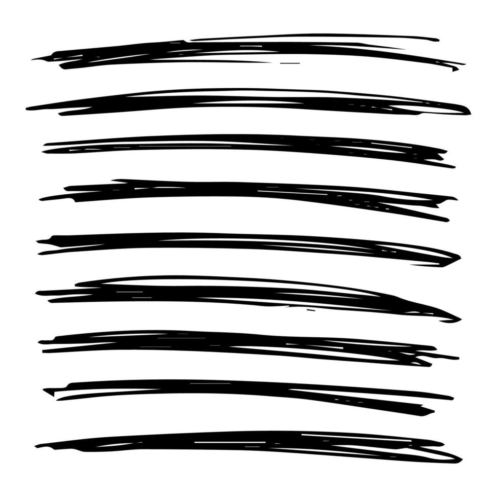 Linien handgezeichneter Grunge-Satz. abstrakte schwarze Doodle-Linien isoliert auf weißem Hintergrund. Vektor-Illustration vektor